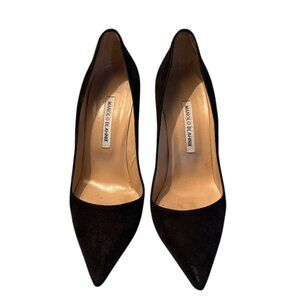 Manolo Blahnik BB Suede Pointed Toe Pumps - Black - Size 9 US - 40 EU